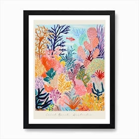 Poster Of Coral Beach, Australia, Matisse And Rousseau Style 3 Art Print