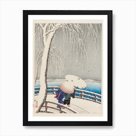 Snow At Yanagibashi, Ohara Koson Art Print