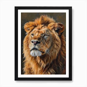 Barbary Lion Portrait Close Up 1 Art Print
