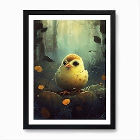 A Cute Chick In The Forest Illustration 2watercolour Art Print