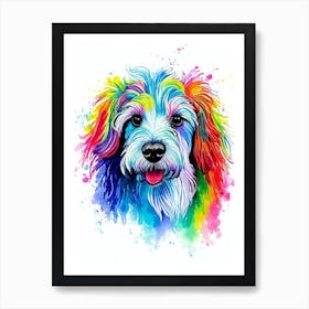 Bedlington Terrier Rainbow Oil Painting Dog Art Print