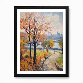 Autumn City Park Painting Kalemegdan Park Belgrade Serbia 3 Art Print