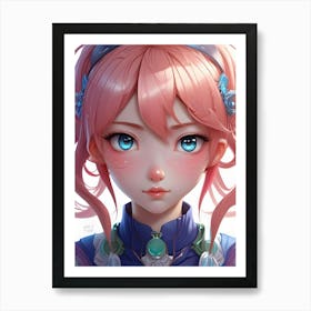 Anime Girl With Pink Hair Affiche