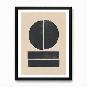 Minimal Abstract Blockprint Moon Sun Sky Water 03 Art Print