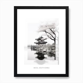 Poster Of Seoul, South Korea, Black And White Old Photo 3 Art Print