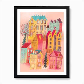 Lovely Pink Village Art Print