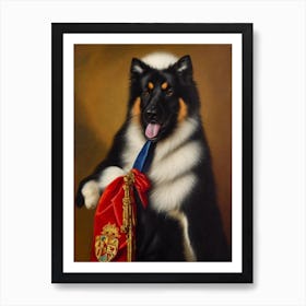 American Eskimo Dog Renaissance Portrait Oil Painting Art Print