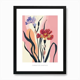 Colourful Flower Illustration Poster Carnation Dianthus 1 Art Print