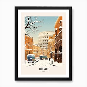 Vintage Winter Travel Poster Rome Italy 1 Art Print