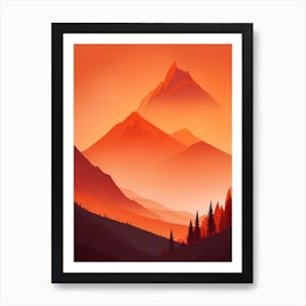 Misty Mountains Vertical Composition In Orange Tone 210 Art Print