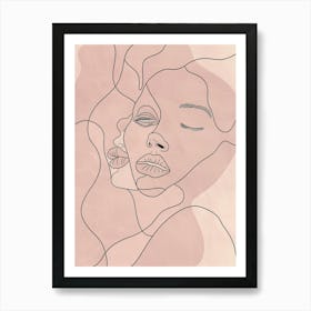 Minimalist Portrait Line Pink Woman 4 Art Print