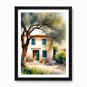 A House And An Olive Tree Art Print