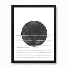 Black sun, abstract sea Art Print