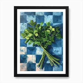 Herbs Blue Checkerboard 1 Art Print