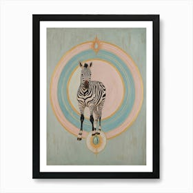 Sorbet Zebra in Abstract Circles Art Print