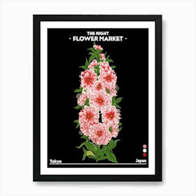 Flower Market Night Japan Tokyo Vintage Botanical Art Print