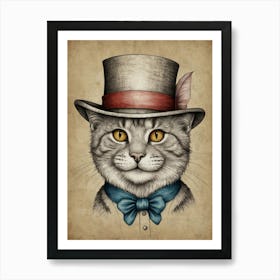 Cat In Top Hat 6 Art Print