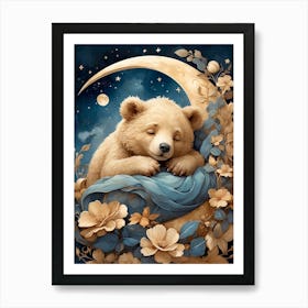 Bear Sleeping On The Moon Art Print