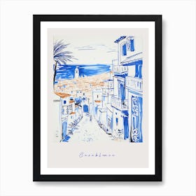 Casablanca Morocco 3 Mediterranean Blue Drawing Poster Art Print