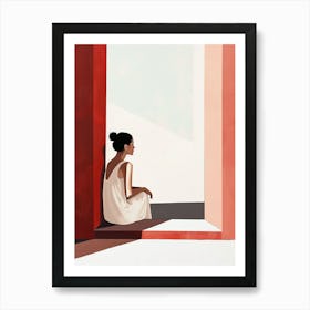 Woman Sitting By A Window, Minimalism Art Print