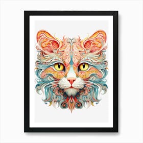 Psychedelic Cat pet day Art Print