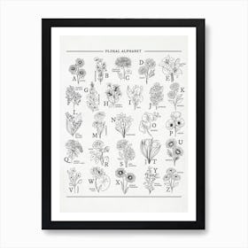 Floral Alphabet Sketched Art Print