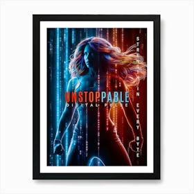 Unstoppable Digital Pulse: Strength in Every Byte. Digital Warrior Poster. Art Print