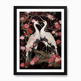 Crane Tsuru Japanese Style Illustration 2 Art Print