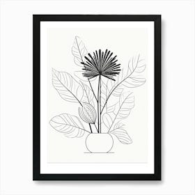 Boho Plant Bouquet Line Art 3 Art Print
