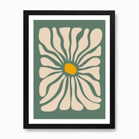 Sage green Abstract Daisy flower Art Print