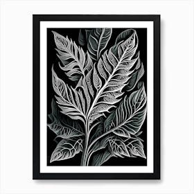 Sage Leaf Linocut Art Print