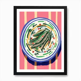 A Plate Of Sardines Top View Food Illustration 2 Art Print