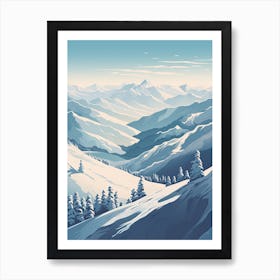 Hakuba Valley   Nagano, Japan, Ski Resort Illustration 3 Simple Style Art Print