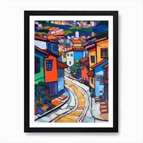 Painting Of A Street In Seoul South Korea With A Cat In The Style Of Fauvism  3 Art Print