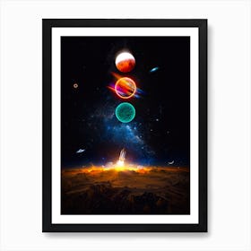 Rocket Launch And Single Astronaut Art Print