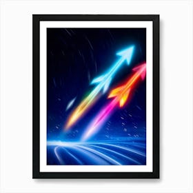 Arrows In Fluid Motion Indicating Progress And Advancement Bright Neon Colors Suggestive Of Digita (5) Art Print