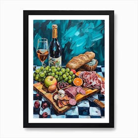 Charcuterie Board Blue Checkerboard 4 Poster