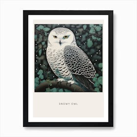 Ohara Koson Inspired Bird Painting Snowy Owl 3 Poster Art Print