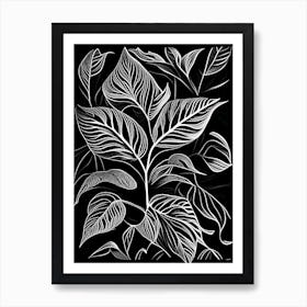 Basil Leaf Linocut 3 Art Print