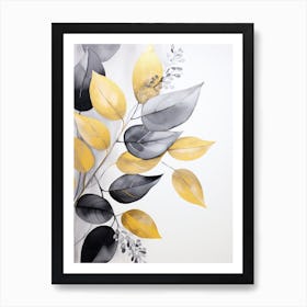 Black And Yellow Leaves Art Print