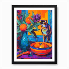 Paradise With A Cat 1 Fauvist Style Painting Art Print
