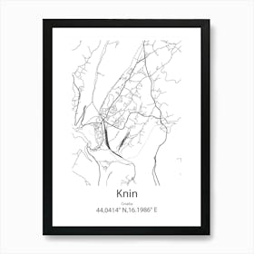 Knin,Croatia Minimalist Map Art Print