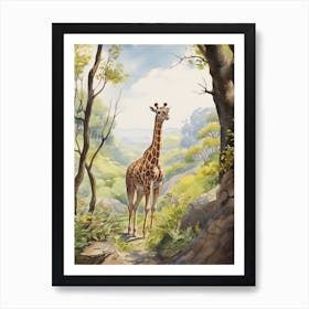 Storybook Animal Watercolour Giraffe 1 Art Print