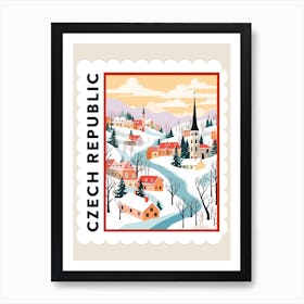 Retro Winter Stamp Poster Cesky Krumloy Czech Republic 3 Art Print