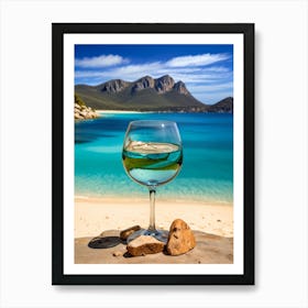 Wine Glass On The Beach Art Print