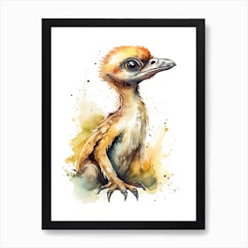 Utahraptor Cute Dinosaur Watercolour 1 Art Print