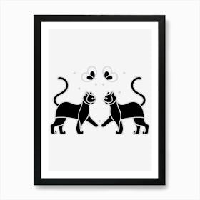 Purrfect Harmony: Two Cats In Love Art Print