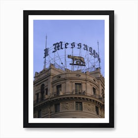 Il Messaggero Sign At Dusk Rome Italy Art Print