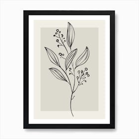 Neutral Wall Floral Botanical Line Art Minimalist Modern Bedroom Living 5 Art Print