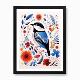 Scandinavian Bird Illustration Carolina Chickadee 2 Art Print